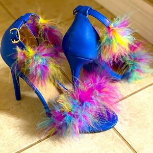 Faux fur heels